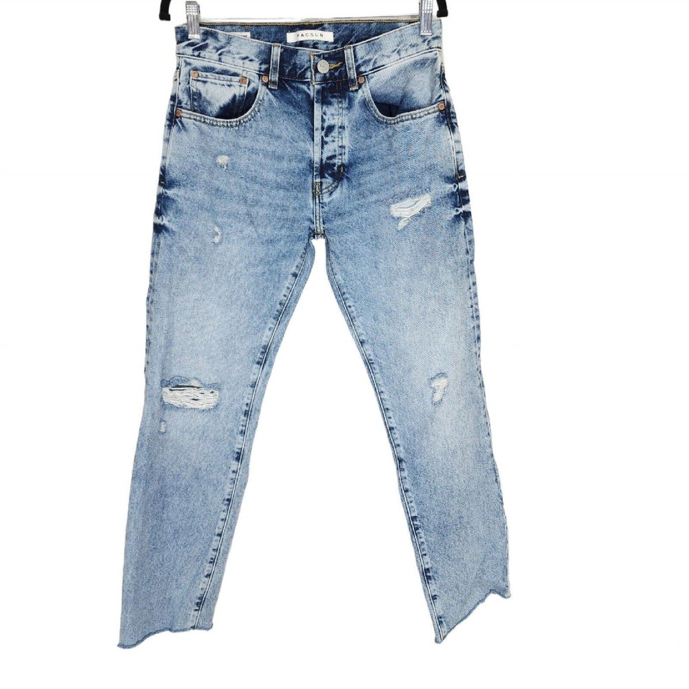 Pacsun Mens Jeans Vintage Loose Distressed Denim Raw Hem Straight Leg 28